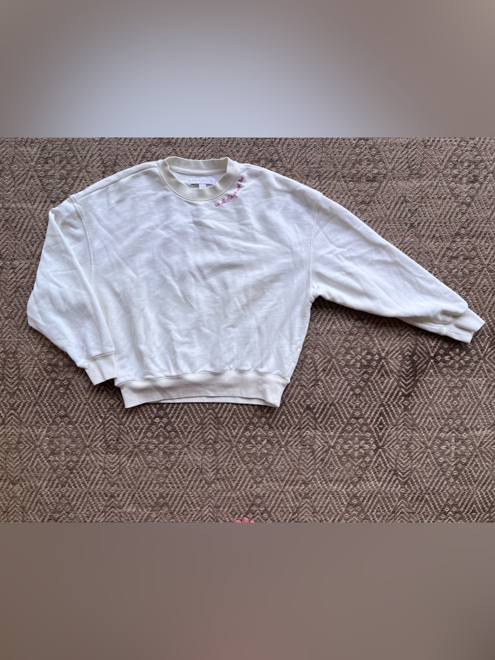 Spiritual Gangster White Ivory Pink Do All Things With Love Sweatshirt S